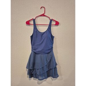 CiCiBird Women's Layered Tummy Control Swimdress Blue Small NWOT